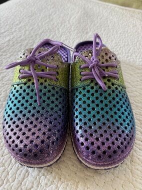 Kids Cromer Resortwear Glitter Ombre Lace-Up Sneakers in Purple, Blue & Green